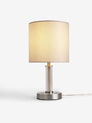Lipsy Brushed Silver Small Glass Table Lamp - Image 4 of 4