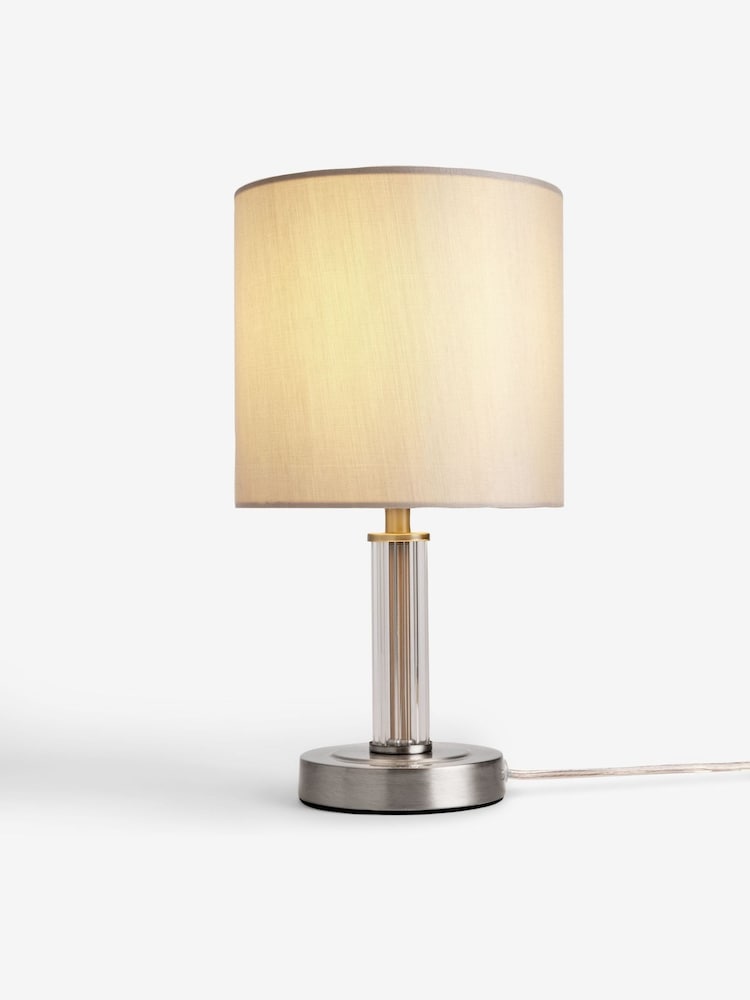 Lipsy Brushed Silver Small Glass Table Lamp - Image 4 of 4