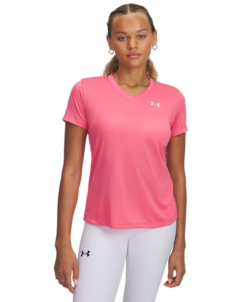 Under Armour Pink Tech V Neck T-Shirt - Image 1 of 2