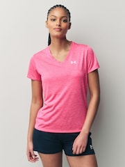 Under Armour Pink Chrome Tech V-Neck T-Shirt - Image 1 of 4