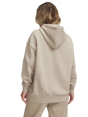 Under Armour Cream Oversized Essential Fleece hoodie - Image 2 of 2