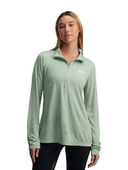 Under Armour Green Tech Twist 1/2 Zip Sweat Top - Image 1 of 2