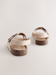 Neutral Wide Fit (G) Suede Leather Double Buckle Cushioned Footbed Sandals - Image 3 of 5