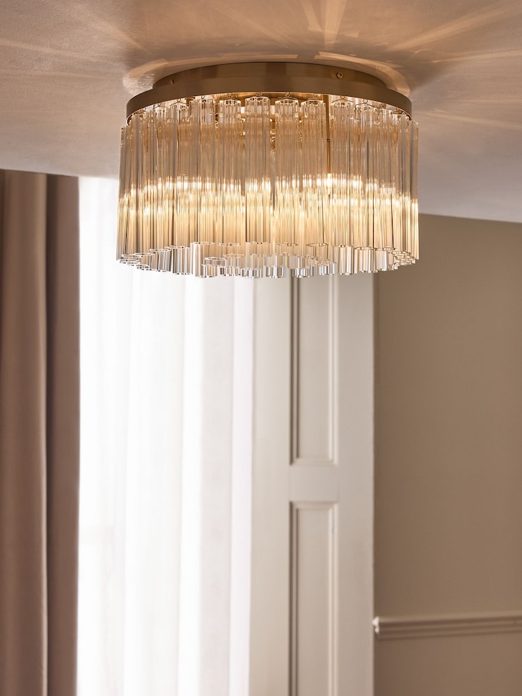 Lipsy Brass Glass Flush Ceiling Light - Image 1 of 4