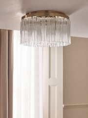 Lipsy Brass Glass Flush Ceiling Light - Image 2 of 4