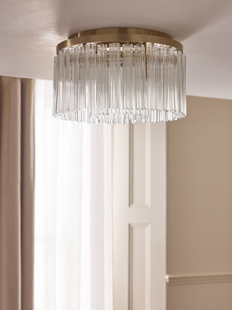 Lipsy Brass Glass Flush Ceiling Light - Image 2 of 4