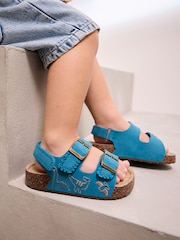 Blue Dinosaur Standard Fit (F) Double Buckle Cushioned Footbed Sandals - Image 1 of 7