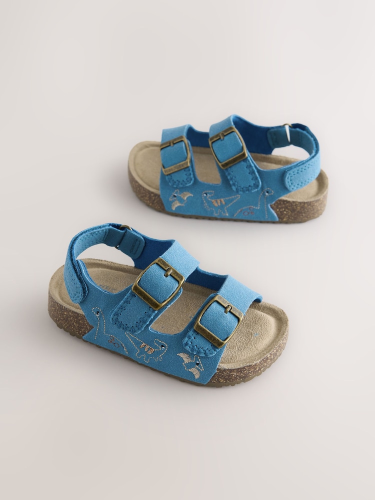 Blauw met dinosaurus - Sandalen met verzacht voetbed en twee gespbandjes - Image 3 of 7