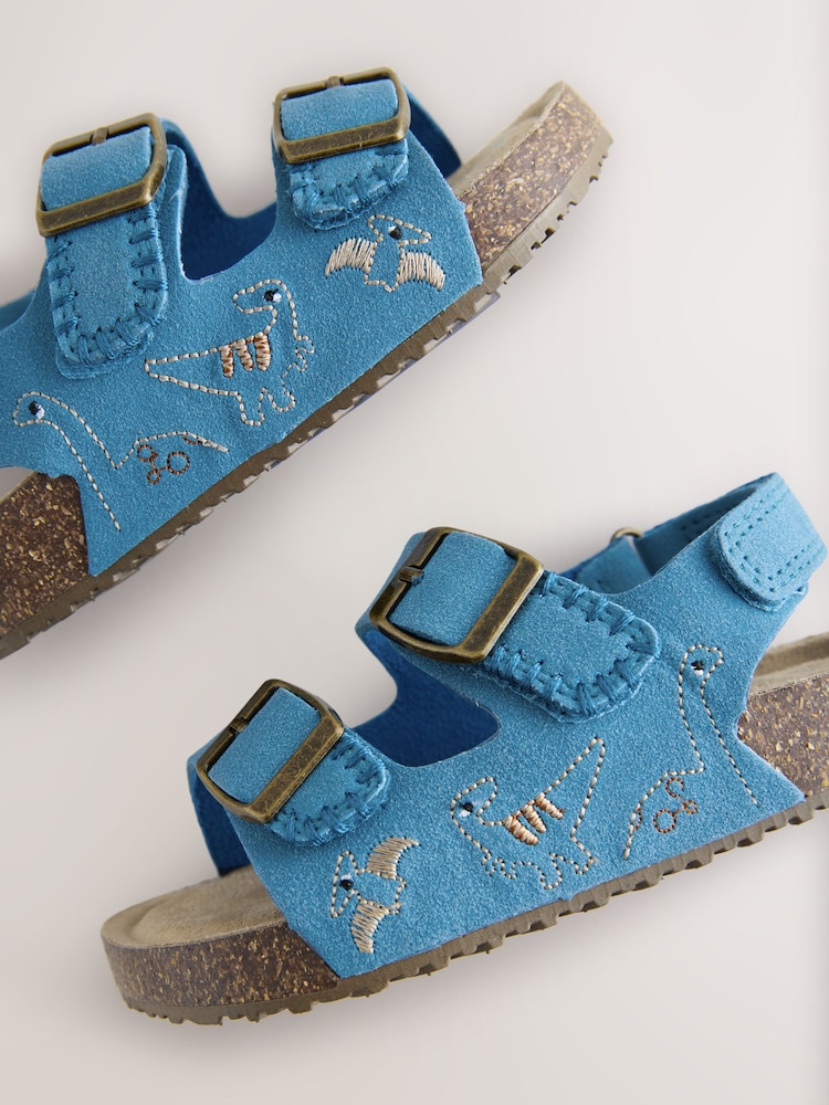 Blauw met dinosaurus - Sandalen met verzacht voetbed en twee gespbandjes - Image 6 of 7