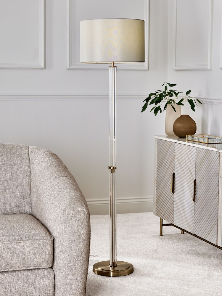 Lipsy Brass Glass Floor Lamp - Image 1 of 3