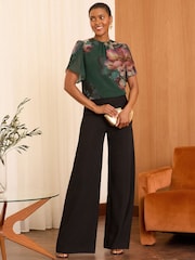 Love & Roses Green Floral Flutter Sleeve Blouse - Image 4 of 4
