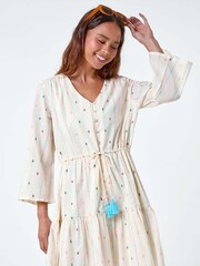 Roman White 100% Cotton Embroidered Smock Dress - Image 3 of 5