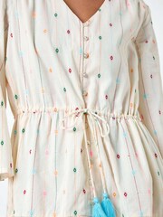 Roman White 100% Cotton Embroidered Smock Dress - Image 4 of 5