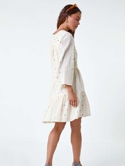 Roman White 100% Cotton Embroidered Smock Dress - Image 5 of 5