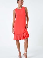 Roman Pink Sleeveless Pleated Hem Shift Dress - Image 1 of 5