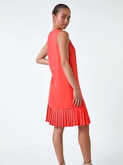 Roman Pink Sleeveless Pleated Hem Shift Dress - Image 2 of 5