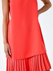 Roman Pink Sleeveless Pleated Hem Shift Dress - Image 5 of 5
