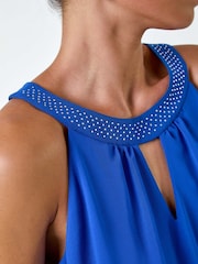 Roman Blue Sparkle Embellished Halter Neck Top - Image 5 of 5