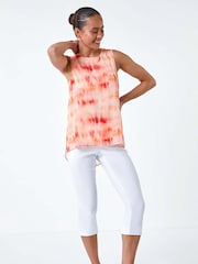 Roman Orange Sleeveless Tie Dye Print Top - Image 2 of 5