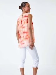 Roman Orange Sleeveless Tie Dye Print Top - Image 3 of 5
