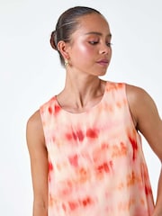 Roman Orange Sleeveless Tie Dye Print Top - Image 4 of 5