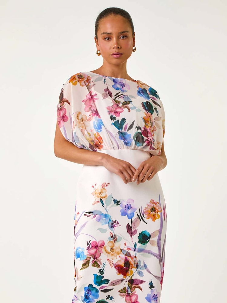 Buy Roman White Floral Chiffon Blouson Overlay Dress from Next India