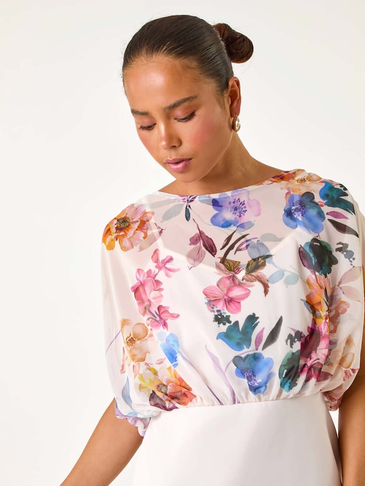 Buy Roman White Floral Chiffon Blouson Overlay Dress from Next USA