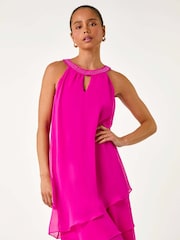 Roman Pink Embellished Halter Neck Shift Dress - Image 1 of 5