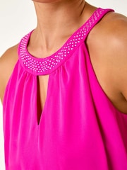 Roman Pink Embellished Halter Neck Shift Dress - Image 5 of 5