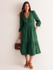 Boden Green Eve 100% Cotton Sleeved Double Cloth Dress - Image 3 of 6