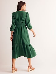 Boden Green Eve 100% Cotton Sleeved Double Cloth Dress - Image 5 of 6