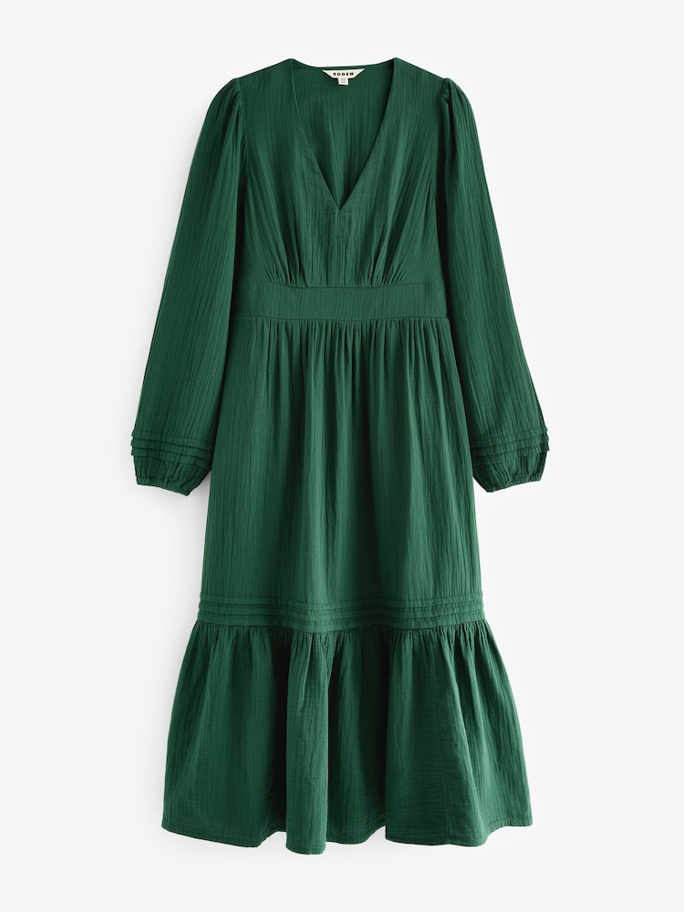 Boden Green Eve 100% Cotton Sleeved Double Cloth Dress - Image 6 of 6 Boden Green Eve 100% Cotton Sleeved Double Cloth Dress - Image 6 of 6