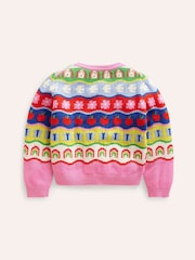 Boden Pink Edie Fairisle Pattern Cardigan - Image 3 of 4