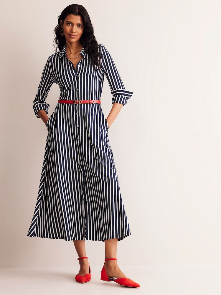 Boden Blue Camo Marcia Jersey Midi Shirt Dress - Image 1 of 6
