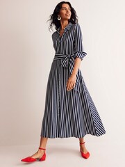 Boden Blue Camo Marcia Jersey Midi Shirt Dress - Image 2 of 6