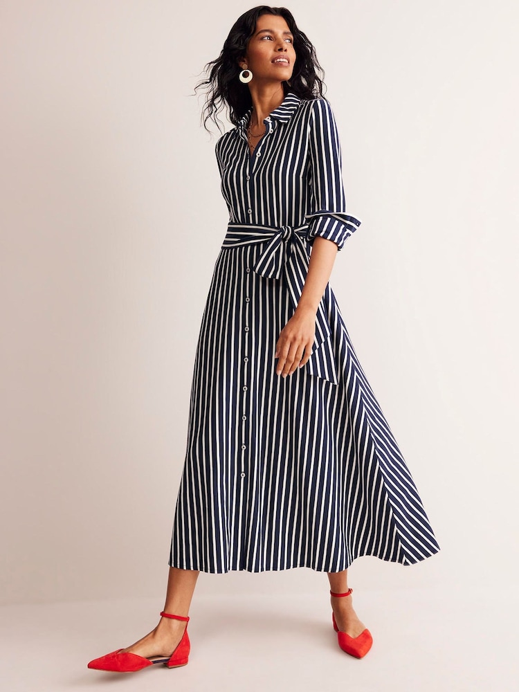 Boden Blue Camo Marcia Jersey Midi Shirt Dress - Image 2 of 6