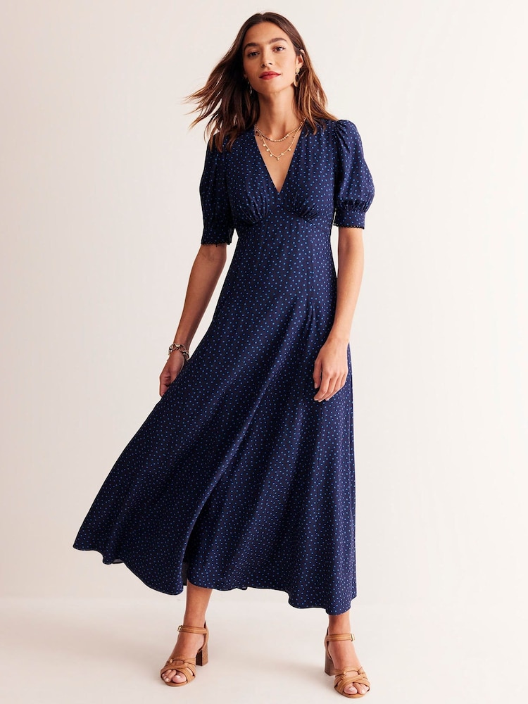 Boden Blue Godet Tea Dress - Image 1 of 5 Boden Blue Godet Tea Dress - Image 1 of 5