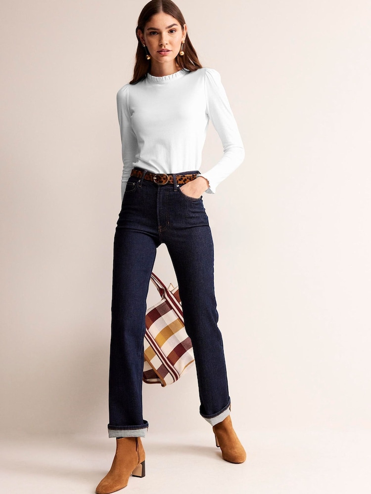 Boden White Supersoft Long Sleeve Top - Image 1 of 5