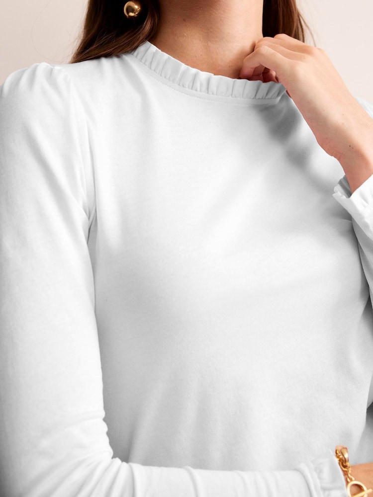 Boden White Supersoft Long Sleeve Top - Image 3 of 5