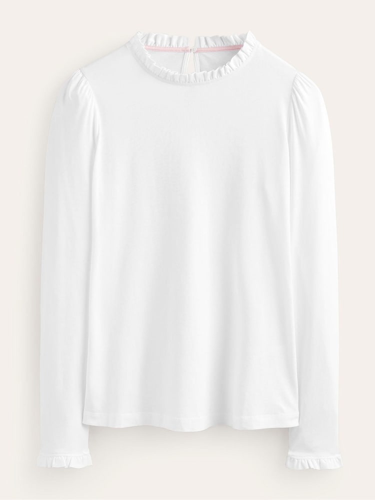 Boden White Supersoft Long Sleeve Top - Image 5 of 5