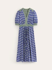 Boden Blue Lily Hotched Jersey Midi Dress - Image 5 of 5