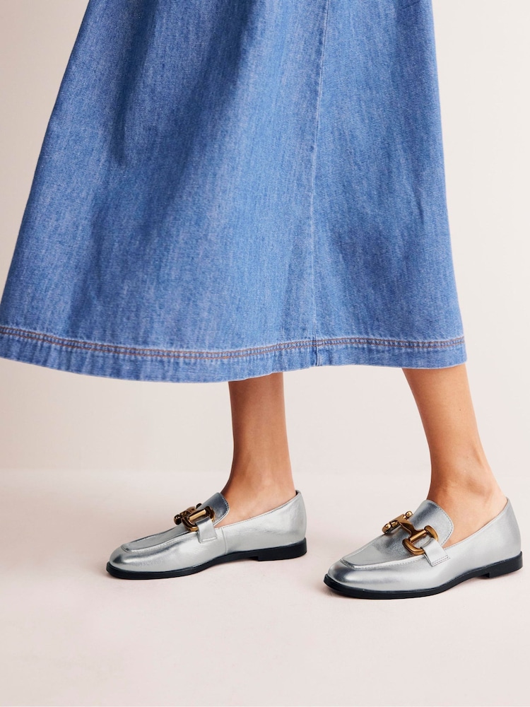 Boden Silver Iris Snaffle Loafers - Image 1 of 5