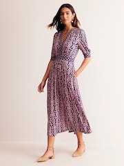 Boden Pink Lily Hotched Jersey Midi Dress - Image 2 of 5