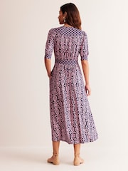 Boden Pink Lily Hotched Jersey Midi Dress - Image 3 of 5