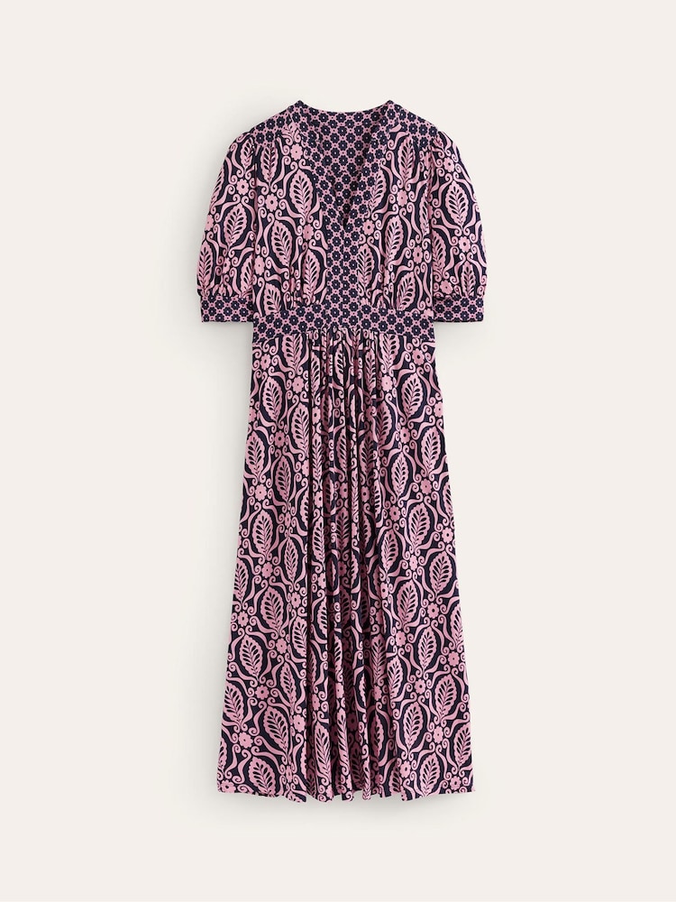 Boden Pink Lily Hotched Jersey Midi Dress - Image 5 of 5