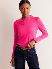 Boden Pink Supersoft Frill Detail Top - Image 3 of 4