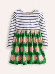 Boden Green Hotchpotch 100% Cotton Jersey Dress - Image 1 of 3