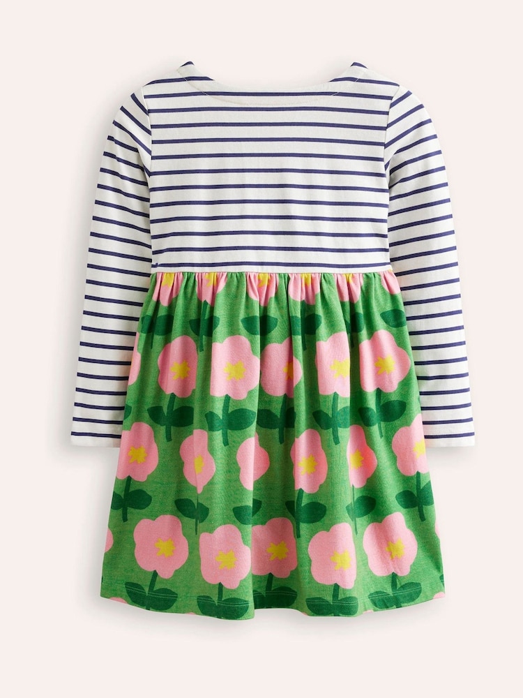 Boden Green Hotchpotch 100% Cotton Jersey Dress - Image 2 of 3