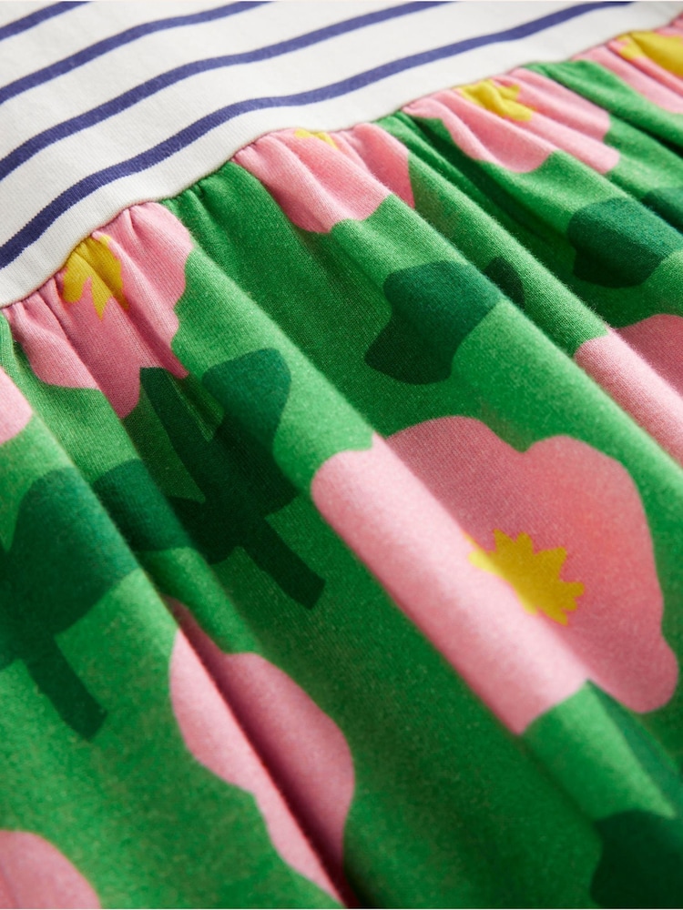 Boden Green Hotchpotch 100% Cotton Jersey Dress - Image 3 of 3