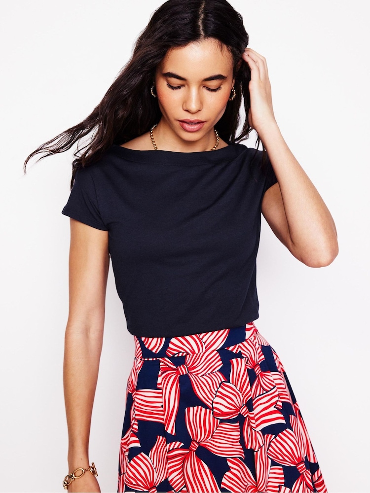 Boden Blue Supersoft Boat Neck T-Shirt - Image 2 of 5
